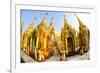 Fisheye Image of Shrines at Shwedagon Paya (Pagoda), Yangon (Rangoon), Myanmar (Burma), Asia-Lee Frost-Framed Photographic Print