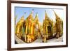 Fisheye Image of Shrines at Shwedagon Paya (Pagoda), Yangon (Rangoon), Myanmar (Burma), Asia-Lee Frost-Framed Photographic Print