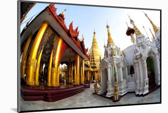 Fisheye Image of Temples and Shrines at Shwedagon Paya (Pagoda)-Lee Frost-Mounted Photographic Print