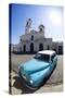Fisheye Image of Vintage American Car and Church-Lee Frost-Stretched Canvas