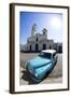 Fisheye Image of Vintage American Car and Church-Lee Frost-Framed Photographic Print