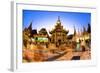 Fisheye Shot at Night of Temples at Shwedagon Paya (Pagoda)-Lee Frost-Framed Photographic Print