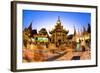 Fisheye Shot at Night of Temples at Shwedagon Paya (Pagoda)-Lee Frost-Framed Photographic Print