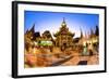 Fisheye Shot at Night of Temples at Shwedagon Paya (Pagoda)-Lee Frost-Framed Photographic Print