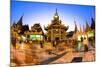 Fisheye Shot at Night of Temples at Shwedagon Paya (Pagoda)-Lee Frost-Mounted Photographic Print