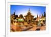 Fisheye Shot at Night of Temples at Shwedagon Paya (Pagoda)-Lee Frost-Framed Photographic Print