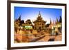 Fisheye Shot at Night of Temples at Shwedagon Paya (Pagoda)-Lee Frost-Framed Photographic Print
