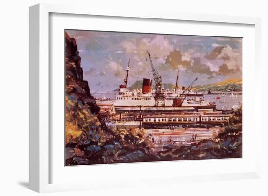 Fishguard Harbour Scene-John S. Smith-Framed Giclee Print