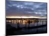 Fishing and Crabbing Boats at Low Tide after Sunset, in Dock at the End of the Road in Grayland-Aaron McCoy-Mounted Photographic Print