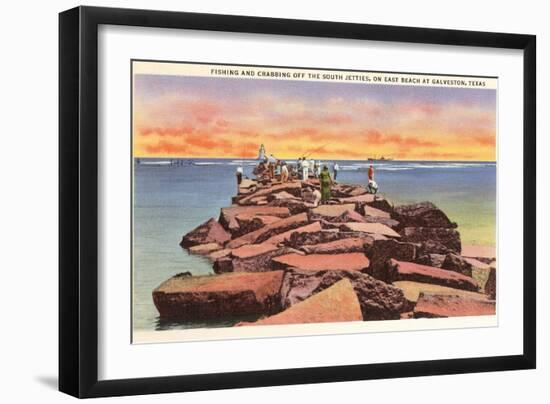 Fishing and Crabbing, Galveston, Texas-null-Framed Art Print