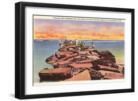 Fishing and Crabbing, Galveston, Texas-null-Framed Art Print