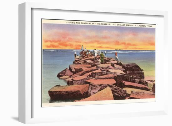 Fishing and Crabbing, Galveston, Texas-null-Framed Art Print