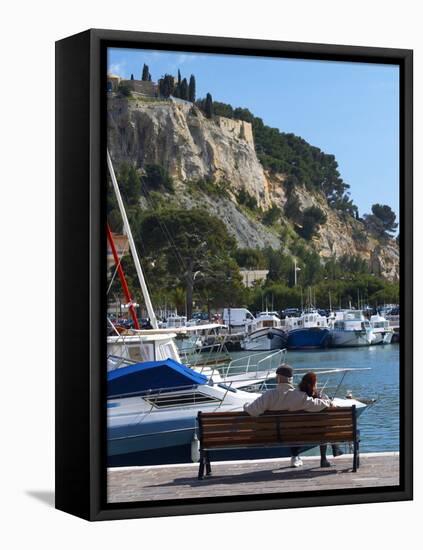 Fishing and Leisure Boats Moored at the Key Side, Harbour in Cassis Cote d'Azur, Var, France-Per Karlsson-Framed Stretched Canvas