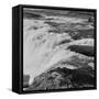 Fishing at Celilo Falls on the Columbia River, 1954-Virna Haffer-Framed Stretched Canvas