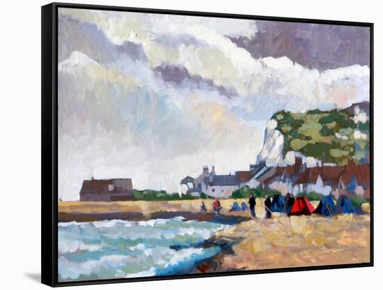 Fishing at Kingsdown White Cliffs, 2010-Clive Metcalfe-Framed Stretched Canvas