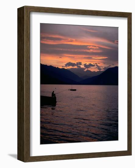 Fishing at Sunset, Lake Maggiore, Italy-Peter Thompson-Framed Photographic Print