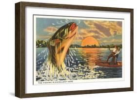 Fishing at Sunset-null-Framed Art Print