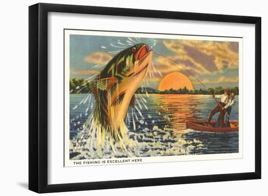 Fishing at Sunset-null-Framed Art Print