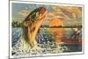 Fishing at Sunset-null-Mounted Art Print
