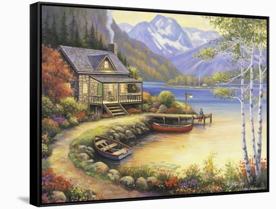 Fishing at the Lake-John Zaccheo-Framed Stretched Canvas