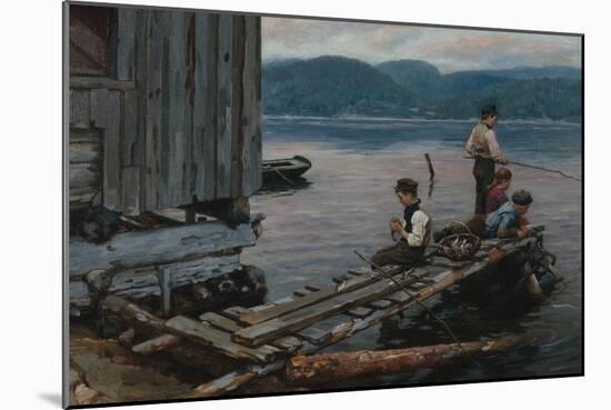 Fishing at the quay, 1901-Jahn Ekenaes-Mounted Giclee Print