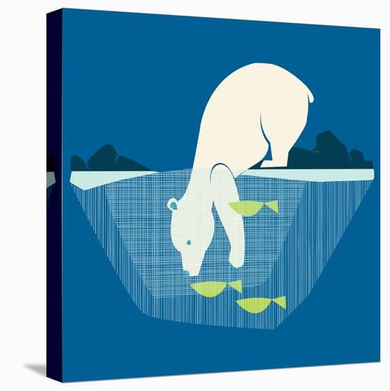 Fishing Bear-null-Stretched Canvas