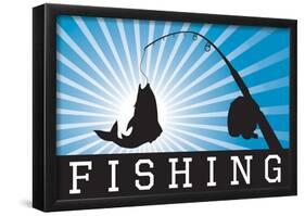 Fishing Blue Sports Poster Print-null-Framed Poster
