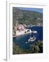 Fishing Boat and Harbour, Agia Kyriaki, Pelion, Greece-R H Productions-Framed Photographic Print