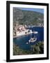 Fishing Boat and Harbour, Agia Kyriaki, Pelion, Greece-R H Productions-Framed Photographic Print