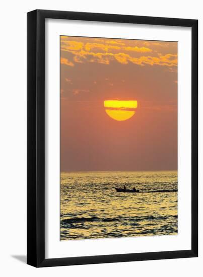 Fishing Boat and Sunset Off Playa Guiones Surf Beach-Rob Francis-Framed Photographic Print