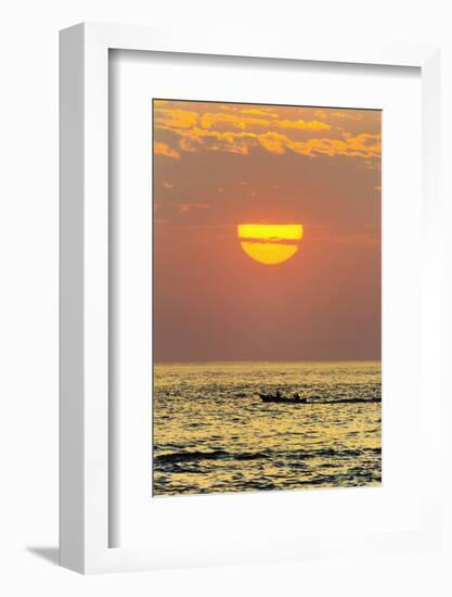 Fishing Boat and Sunset Off Playa Guiones Surf Beach-Rob Francis-Framed Photographic Print