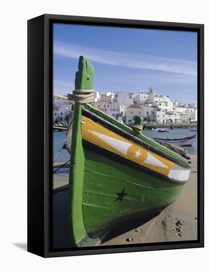 Fishing Boat and Village Near Portimac, Ferragudo, Algarve, Portugal, Europe-Tom Teegan-Framed Stretched Canvas