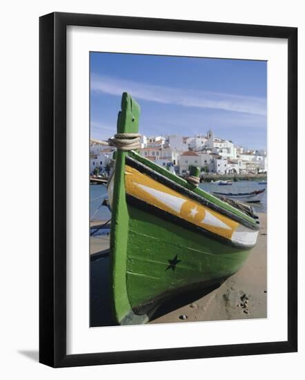 Fishing Boat and Village Near Portimac, Ferragudo, Algarve, Portugal, Europe-Tom Teegan-Framed Photographic Print