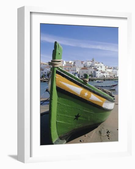 Fishing Boat and Village Near Portimac, Ferragudo, Algarve, Portugal, Europe-Tom Teegan-Framed Photographic Print