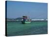 Fishing boat at anchor, Matara, Southern Province, Sri Lanka-null-Stretched Canvas