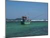 Fishing boat at anchor, Matara, Southern Province, Sri Lanka-null-Mounted Photographic Print