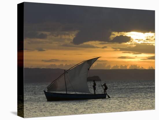 Fishing Boat at Dawn, Ramena Beach, Diego Suarez in North Madagascar-Inaki Relanzon-Stretched Canvas