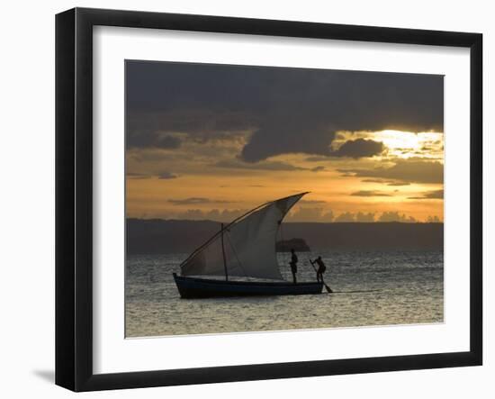 Fishing Boat at Dawn, Ramena Beach, Diego Suarez in North Madagascar-Inaki Relanzon-Framed Photographic Print