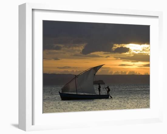 Fishing Boat at Dawn, Ramena Beach, Diego Suarez in North Madagascar-Inaki Relanzon-Framed Photographic Print