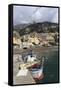 Fishing Boat at Quayside and Positano Town, Costiera Amalfitana (Amalfi Coast), Campania, Italy-Eleanor Scriven-Framed Stretched Canvas