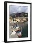 Fishing Boat at Quayside and Positano Town, Costiera Amalfitana (Amalfi Coast), Campania, Italy-Eleanor Scriven-Framed Premium Photographic Print