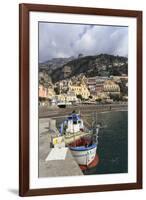 Fishing Boat at Quayside and Positano Town, Costiera Amalfitana (Amalfi Coast), Campania, Italy-Eleanor Scriven-Framed Photographic Print