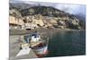 Fishing Boat at Quayside and Positano Town, Costiera Amalfitana (Amalfi Coast), Campania, Italy-Eleanor Scriven-Mounted Photographic Print