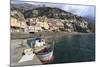 Fishing Boat at Quayside and Positano Town, Costiera Amalfitana (Amalfi Coast), Campania, Italy-Eleanor Scriven-Mounted Photographic Print