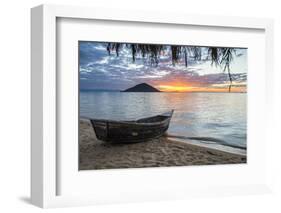 Fishing Boat at Sunset at Cape Malcear, Lake Malawi, Malawi, Africa-Michael Runkel-Framed Photographic Print