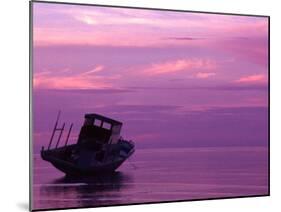 Fishing Boat at Sunset, Bunaken, Sulawesi, Indonesia-Jay Sturdevant-Mounted Photographic Print