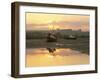 Fishing Boat at Sunset on the Aln Estuary at Low Tide, Alnmouth, Northumberland, England-Lee Frost-Framed Photographic Print