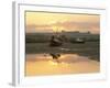 Fishing Boat at Sunset on the Aln Estuary at Low Tide, Alnmouth, Northumberland, England-Lee Frost-Framed Photographic Print