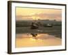 Fishing Boat at Sunset on the Aln Estuary at Low Tide, Alnmouth, Northumberland, England-Lee Frost-Framed Photographic Print