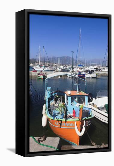 Fishing Boat at the Port of Ajaccio, Corsica, France, Mediterranean, Europe-Markus Lange-Framed Stretched Canvas